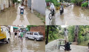 मूसलाधार बरसात से शहर हुआ पानी-पानी, सरकारी कार्यालयों व अफसरो के घरो में भरा पानी