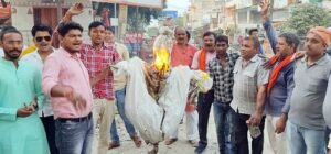 दुष्प्रचार नीति के खिलाफ कांग्रेस का फूंका पुतला