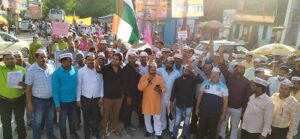 एनपीएस निजीकरण भारत छोड़ो पद यात्रा निकाली